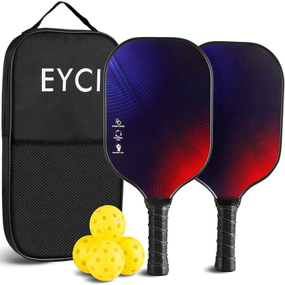 EYCI Graphite Carbonfiber Pickleball Paddle (Set of 2, 4 Pickleballs) Polypropylene Honeycomb Core, Pickleball Racquets,1.76 lb