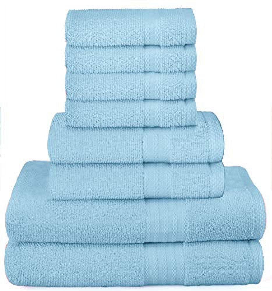 GLAMBURG Ultra Soft 8-Piece Towel Set - 100% Pure Ringspun Cotton, Contains 2 Oversized Bath Towels 27x54, 2 Hand Towels 16x28, 4 Wash Cloths 13x13 - Ideal for Everyday use, Hotel & Spa - Black