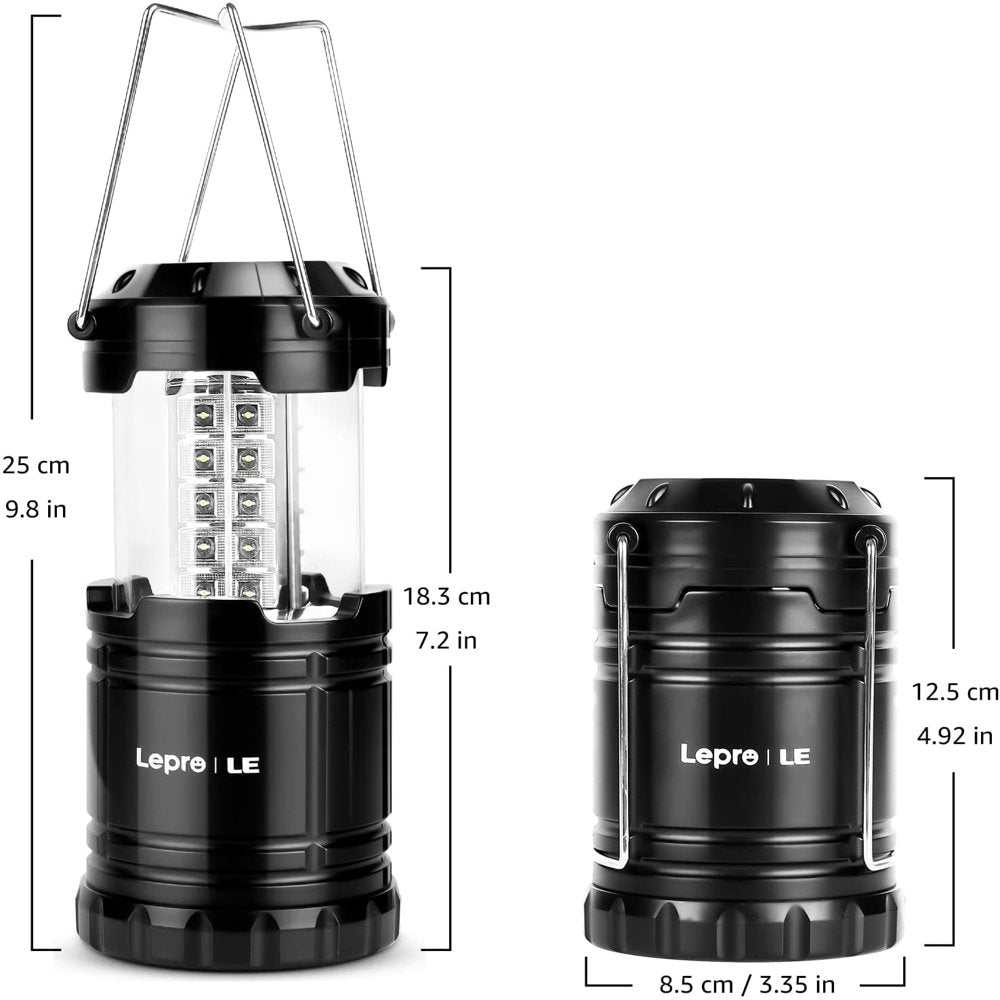 Lepro LED Camping Lanterns Battery Powered, Camping Accessories , Collapsible 4-Pack Value Set Gear , IPX4 Water Resistant, Outdoor Portable Lights for Emergency, Hurricane, Storms and Outages