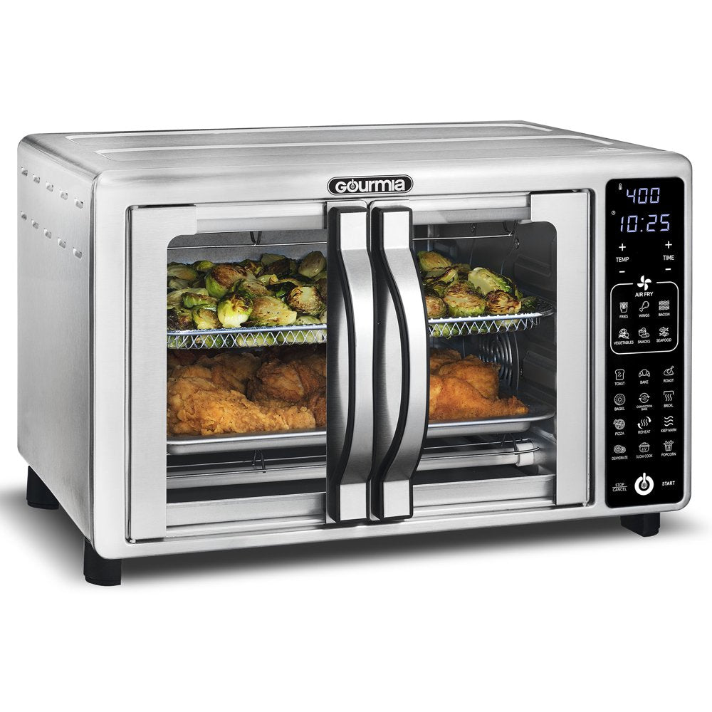 Gourmia Digital Air Fryer Toaster Oven with Single-Pull French Doors, 6 Slice, Stainless Steel