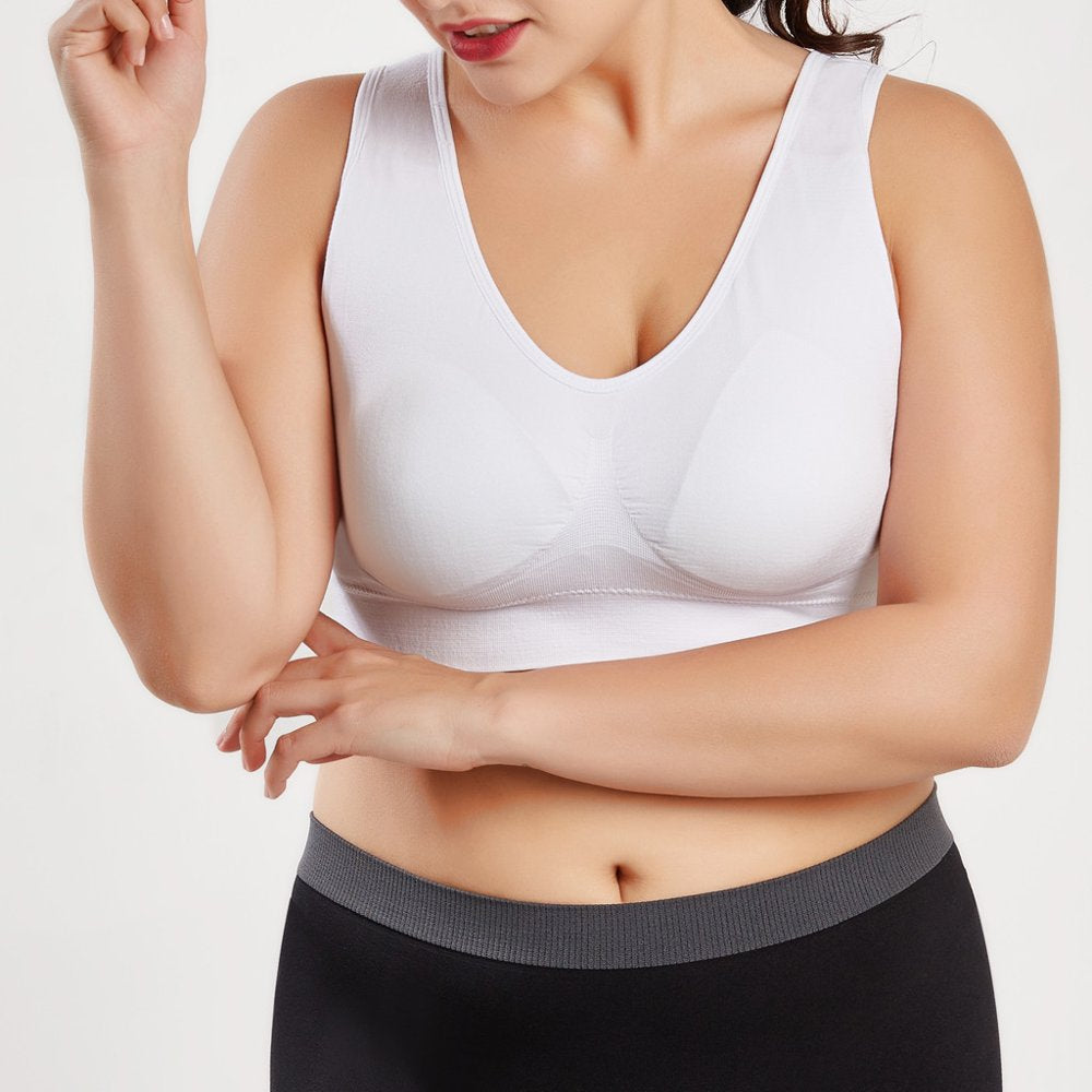  Plus Size Sports Bras for Women,Large Bust High Impact Sports Bras High Support No Underwire Fitness T-Shirt Paded Yoga Bras Comfort Full Coverage Everyday Sleeping Seamless Bralettes