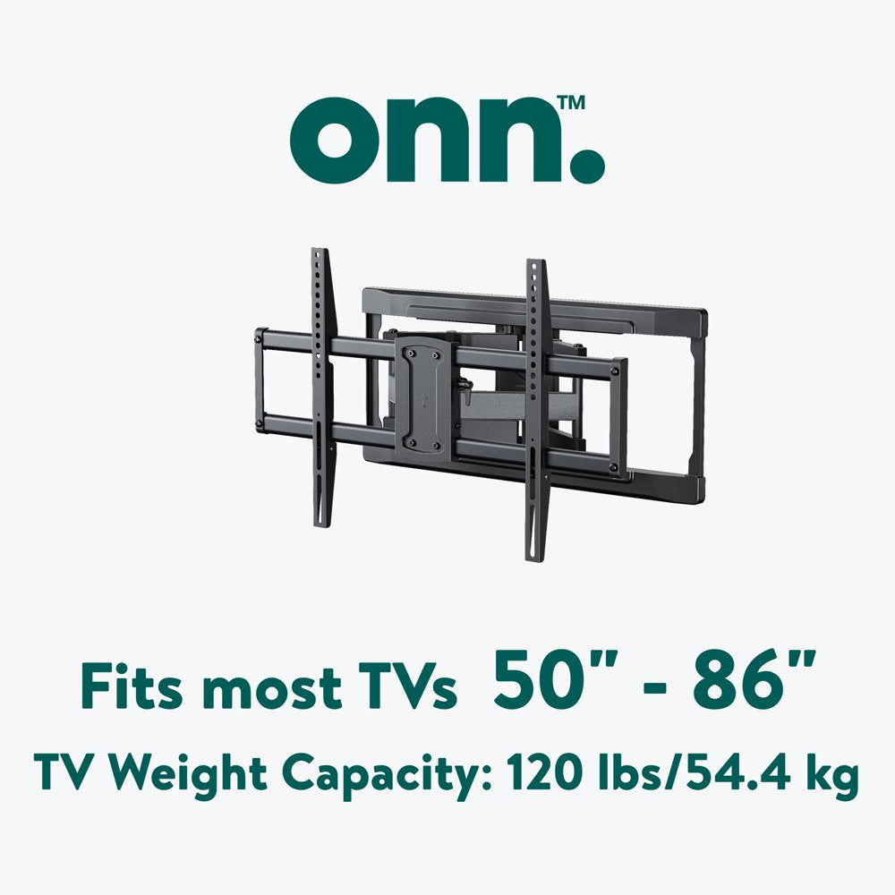 onn. Full Motion TV Wall Mount for 50" to 86" TVs, up to 15° Tilting