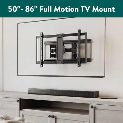 onn. Ultra-slim Full Motion TV Wall Mount for 50" to 86" TVs, up to 20° Tilting