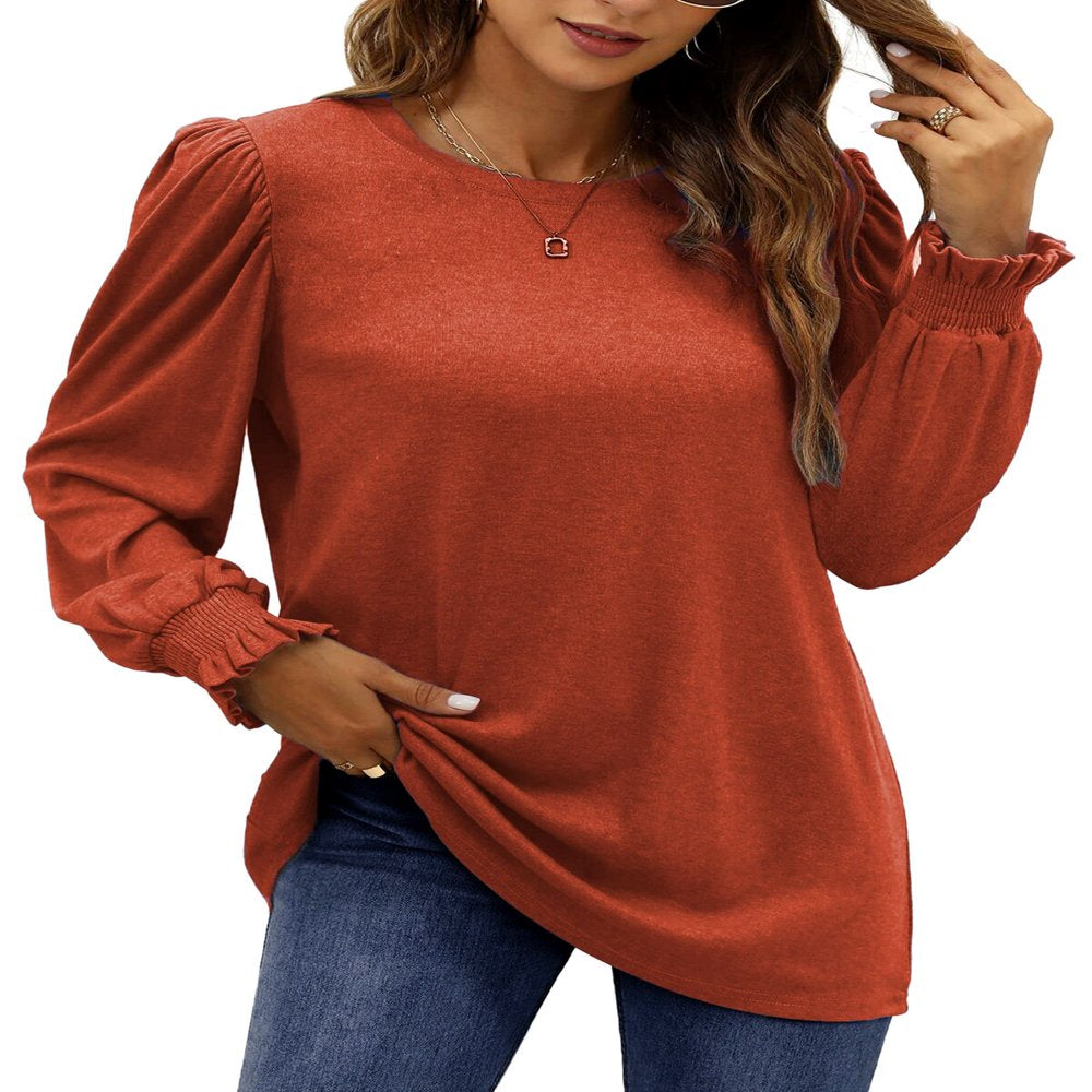 Fantaslook Blouses for Women Dressy Puff Sleeve Tunic Tops Casual Fall Shirts