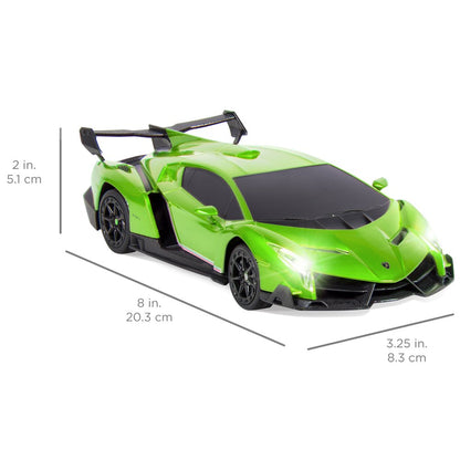 Best Choice Products 1/24 Officially Licensed RC Lamborghini Veneno Sport Racing Car w/ 2.4GHz Remote Control - Lime Green