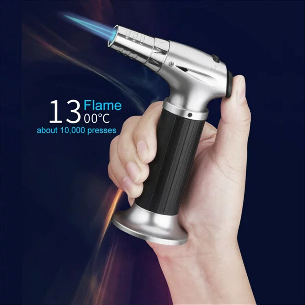 Culinary Butane Torch Blow Torch Lighter,Refillable Cooking Kitchen Torch with Safety Lock Adjustable Flame for BBQ,Creme Brulee,Baking,Cooking,Crafts,Cigar (Butane Gas not Included)