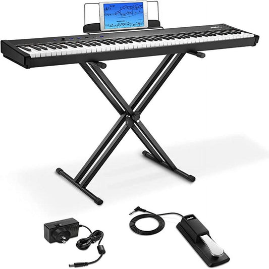 88 Key Full-Size Semi-Weighted Electric Piano, with Sustain Pedal, Stand, Power Supply， Moukey