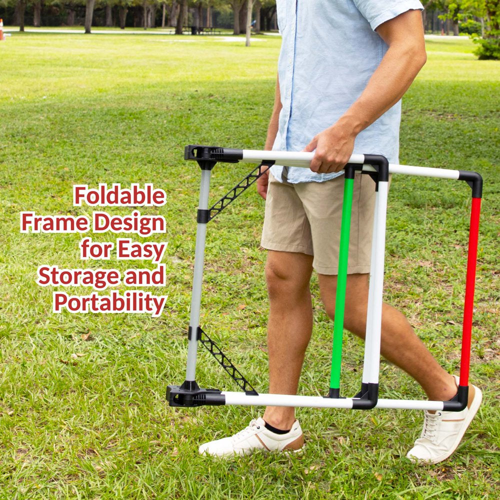  Foldable Ladder Toss Game, Red, Green and Black