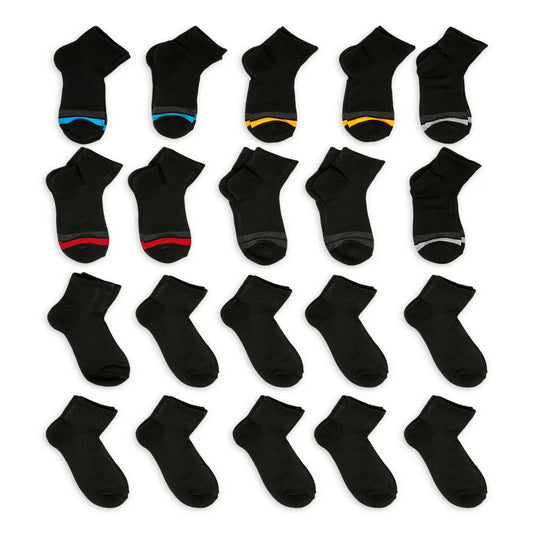  Boys Ankle Socks, 20-Pack, Sizes S -L