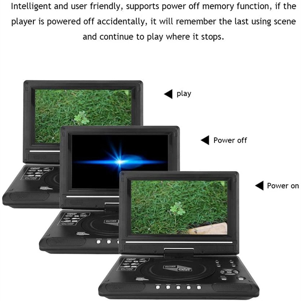 iFanze 9.8" Portable DVD Player with 8.5" HD Swivel Screen, Rechargeable Personal DVD Player with Remote, Support FM Radio, Game Function, Black