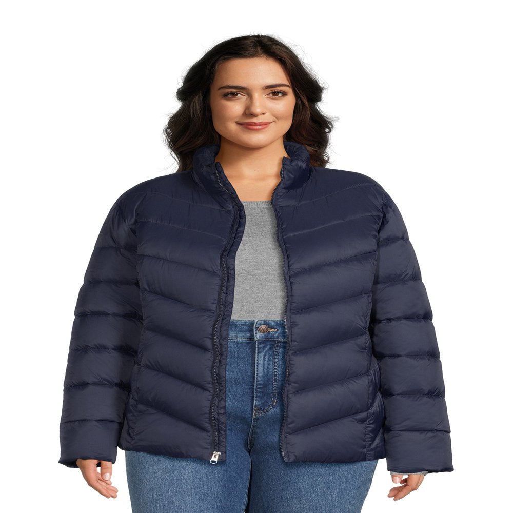 Time and Tru Women's Chevron Midweight Puffer Jacket, Sizes XS-3X