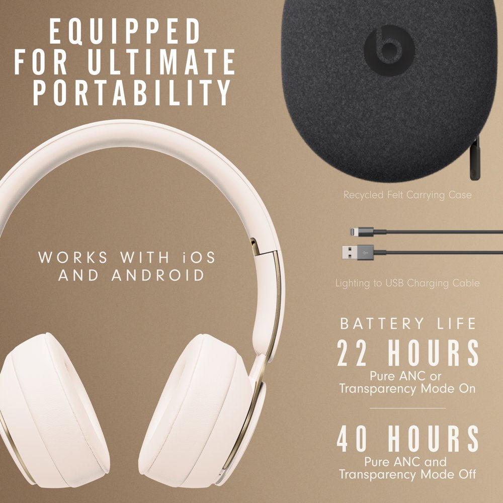 Beats Solo Pro Wireless Noise Cancelling On-Ear Headphones with Apple H1 Headphone Chip - Ivory