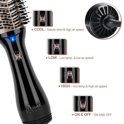 Hair Dryer Brush & Aima Beauty One-Step Volumizer Hot Air Brush, Black Blow Dryer Brush