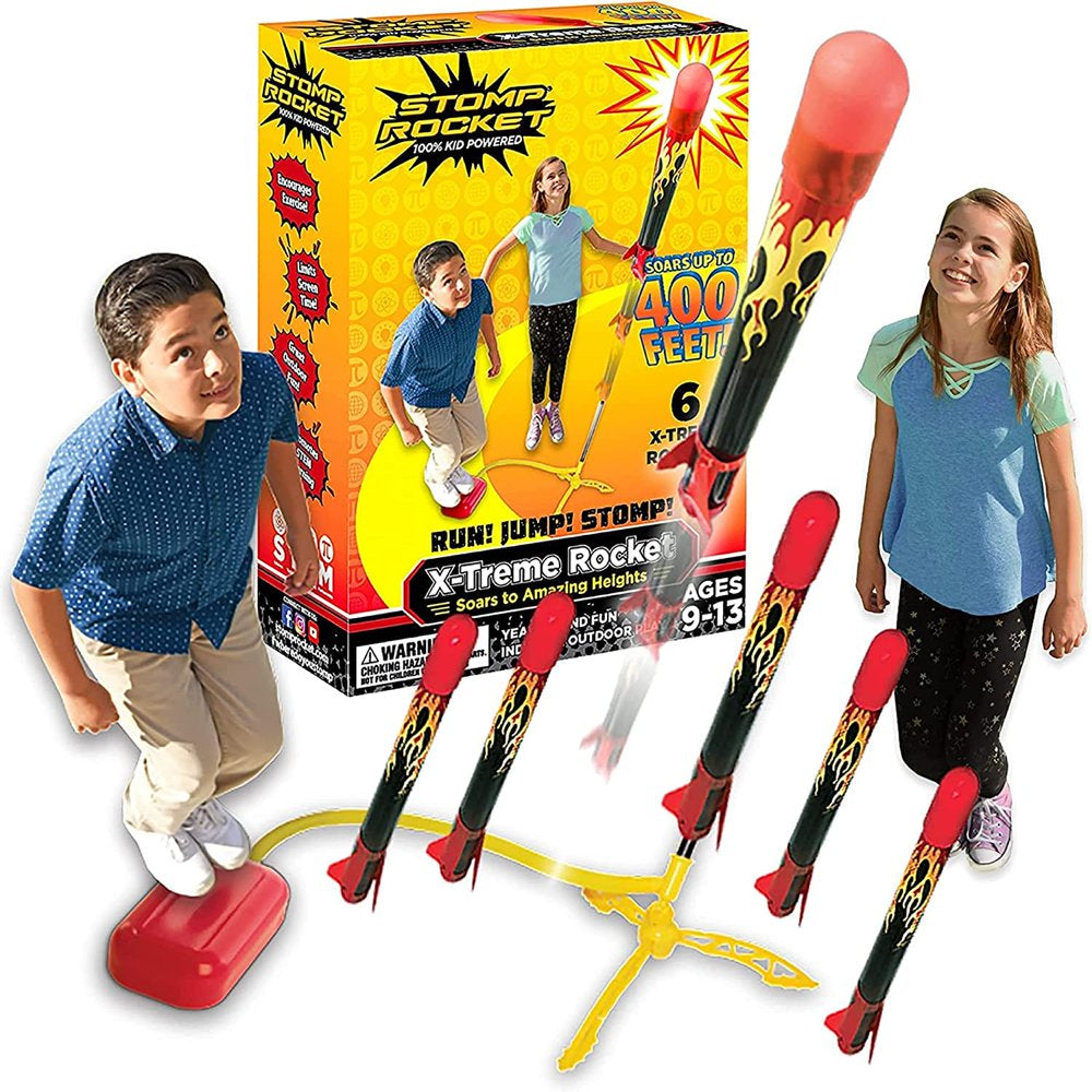 Stomp Rocket® Original X-treme Rocket Launcher for Kids, Soars 400 Ft, 6 Foam Rockets and Adjustable Launcher, Gift for Boys or Girls Age 9+