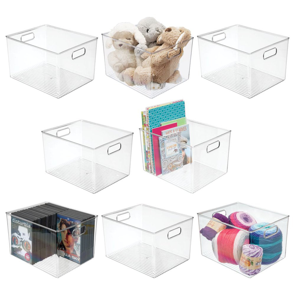 Mdesign Plastic Household Cubby Storage Organizer Container Bin - 8 Pack - Clear