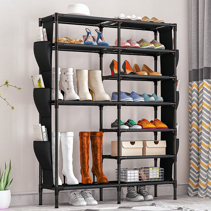  7-Tier Stackable Shoe Rack, 18 Pairs Shoes Shelf Storage Organizer, 43"H Shoes Holder, Closet Storage for Entryway, Hallway, Bedroom - Black