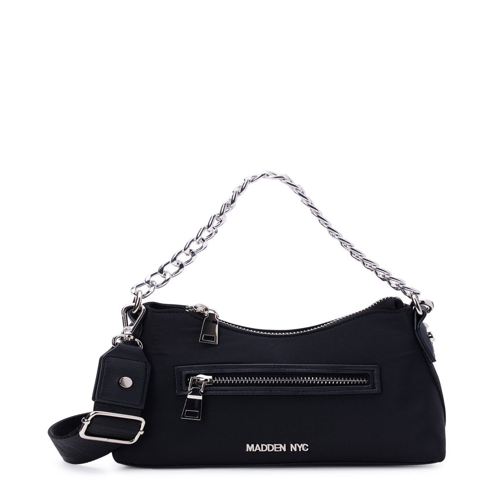  Women's Hobo Crossbody Handbag with Chain, Black