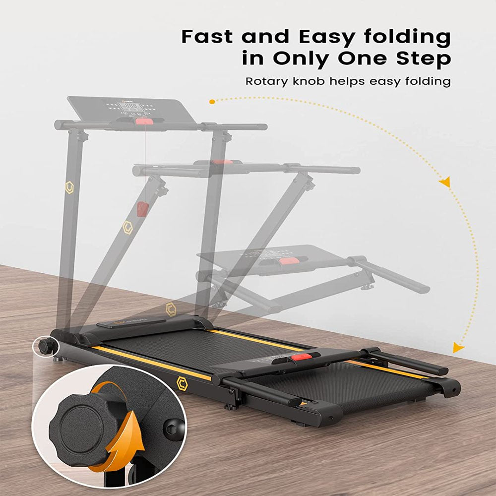 Folding Treadmill, 2.25HP 12HIIT Modes 265 Lb Capacity Compact Mini Treadmill for Home Office