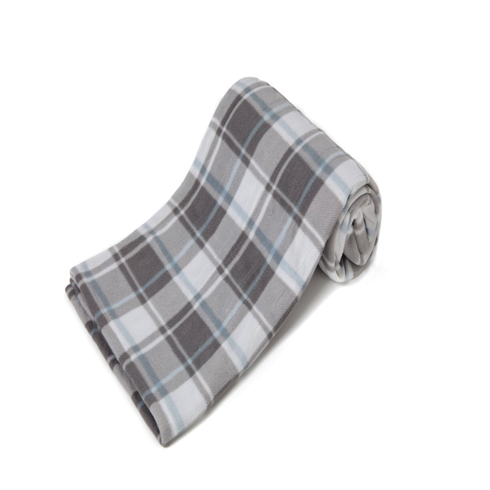 Mainstays Soft Fleece Electric Heated Throw Blanket, Gray and White Plaid, 50"x60", all ages