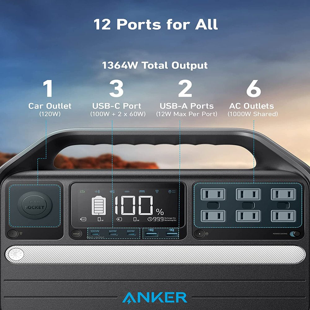 Anker 555 Portable Power Station,1000W Powerhouse for Outdoor RV, Camp ...