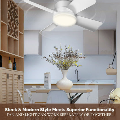 Bell and Howell Socket Ceiling Ceiling Fan with White Finish, Light Adjustable Ceiling Light 1000 Lumens, 4 Blades