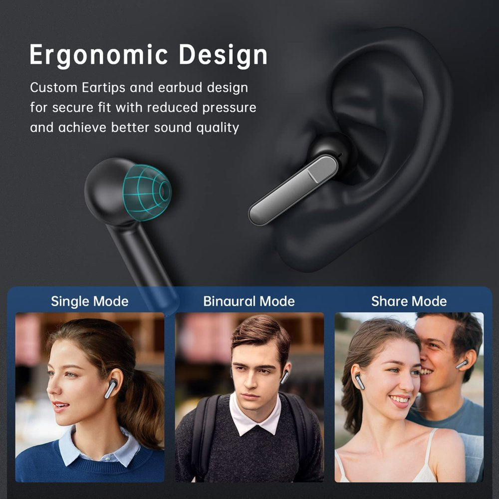 Wireless Earbuds Bluetooth 5.0 Earpiece Headphone - Noise Cancelling Sweatproof Headset with Microphone Built-in Mic and Portable Charging Case for Smartphones