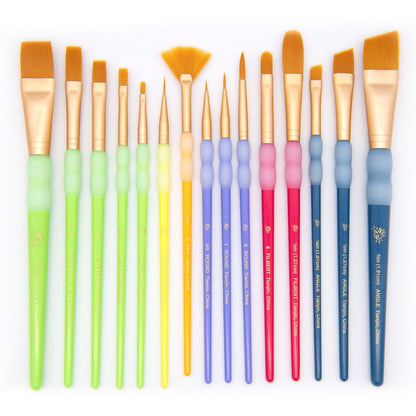  Craft Variety 15pc Multi-Color Brush Set, Adult, Teen