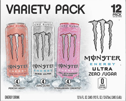 Monster Energy, Ultra VP, Ultra Peachy Keen, Strawberry Dreams, Zero Ultra, 16 fl oz, 12 pk