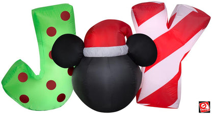 5' Gemmy Airblown Inflatable Christmas Mickey Mouse Head JOY Sign