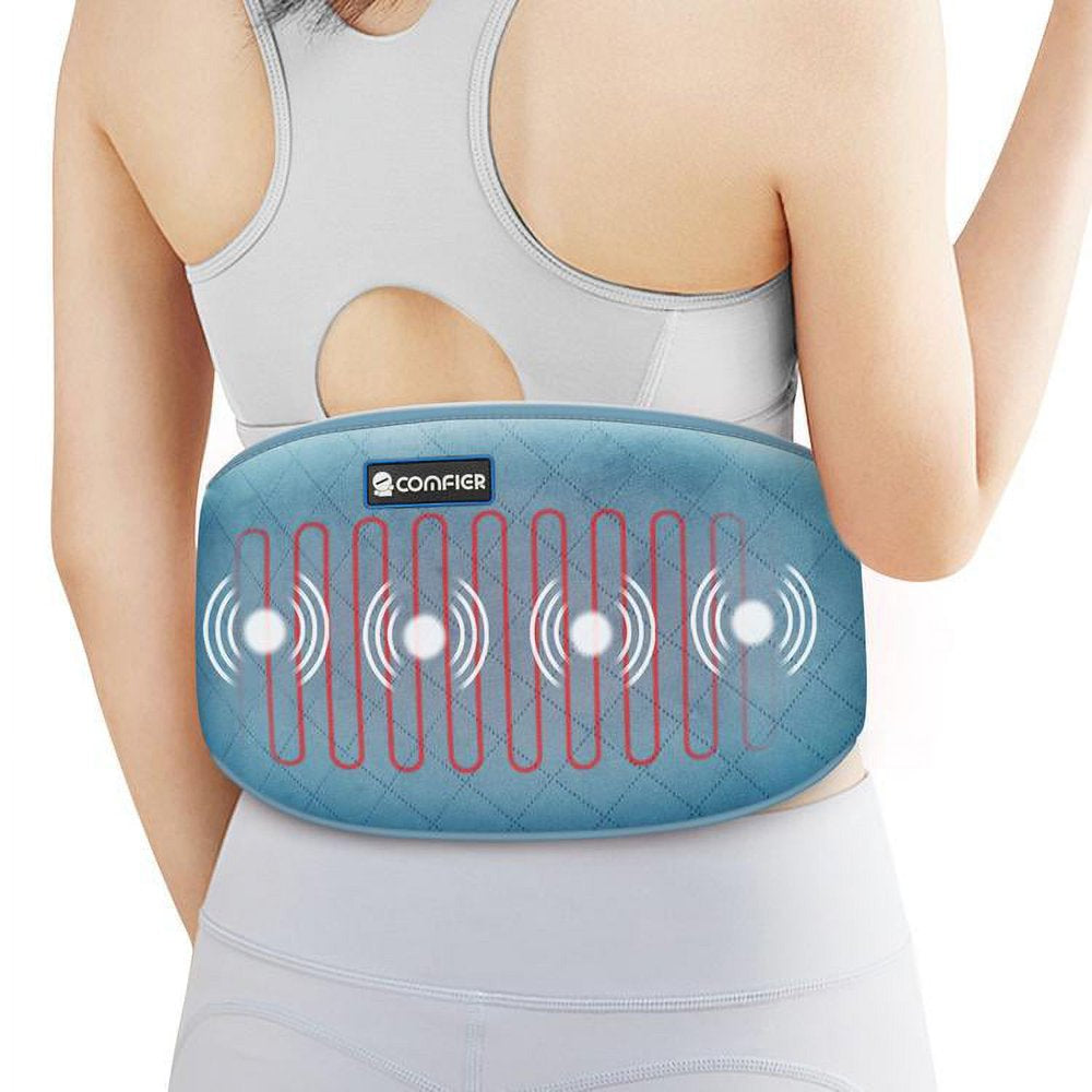 Comfier Heating Waist Belt Pad for Back Pain Relief with Massage Modes, 4 Powerful Massage Motors Vibration Back Massager, Gift For Women Men