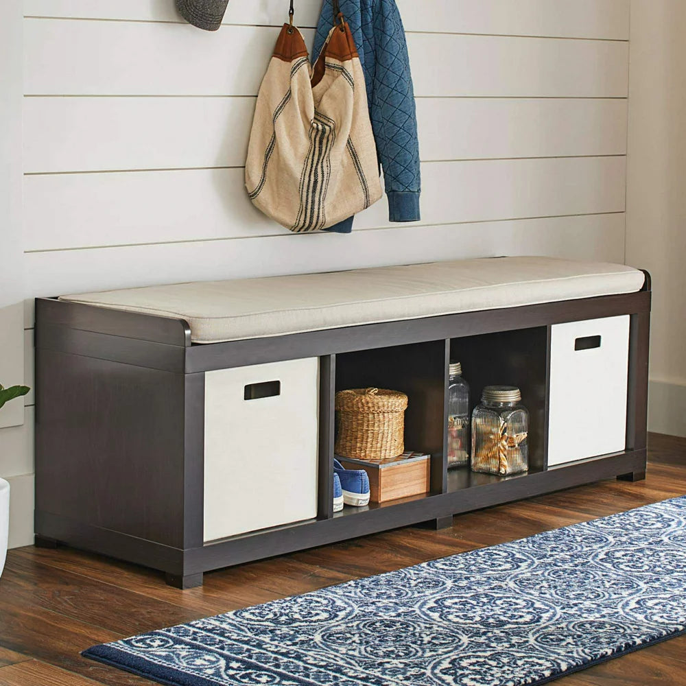 Better Homes & Gardens 4-Cube Shoe Storage Bench, Espresso