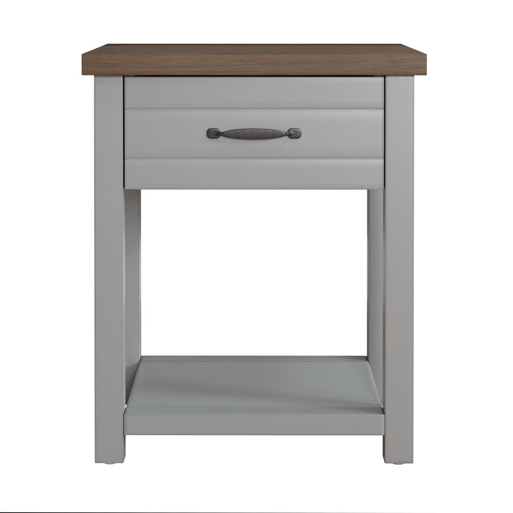 Hillsdale Lancaster Farmhouse Oak Top 1 Drawer Nightstand, Set of 2, Gray