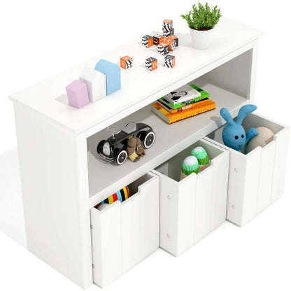 Homfa Kids Storage for Toy, Cube Storage Shelf with 3 Drawers for Kid's Gift, Living Room, White