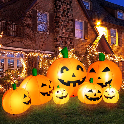 8 FT Long Halloween Inflatables Pumpkin Decorations with Build-in LED Lights, Halloween Pumpkin Stack Blow Up for Indoor Outdoor Lawn Garden Home Yard Party