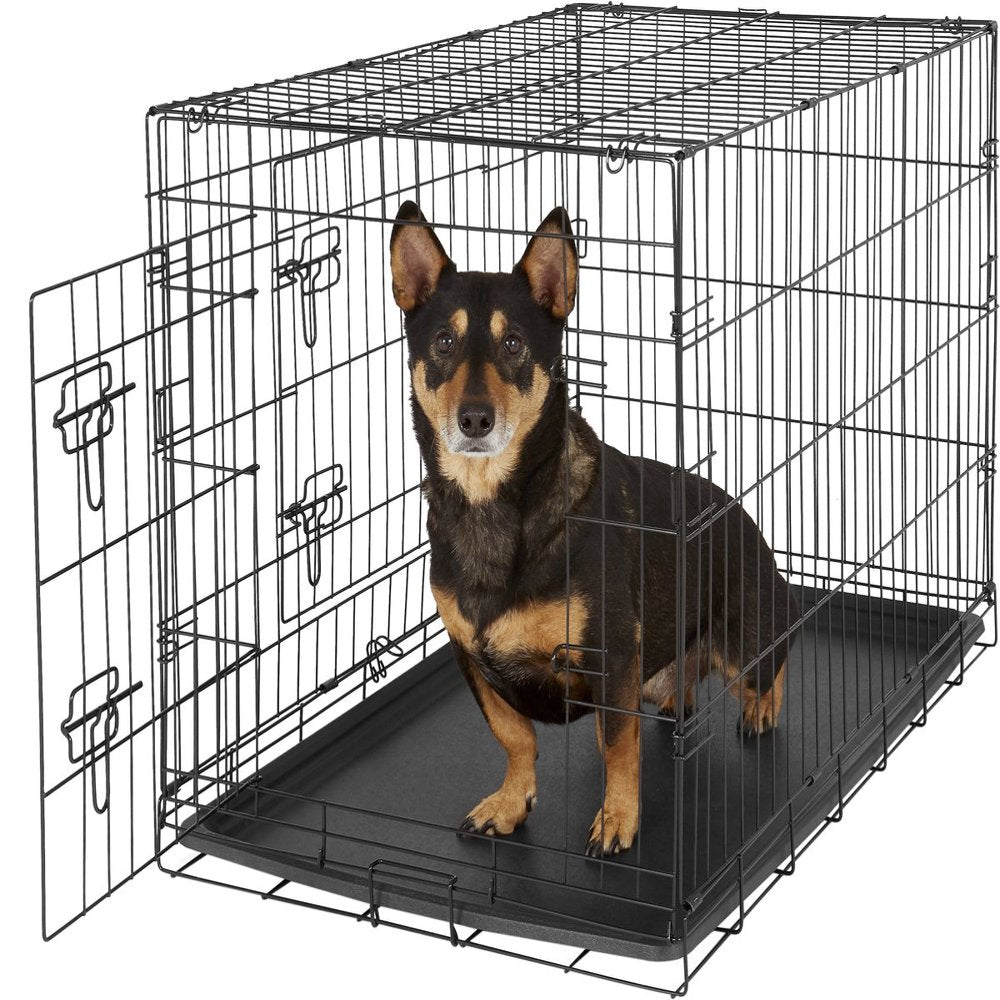 Paws & Pals Heavy Duty Foldable Double Door Dog Crate with Divider and Removable Tray (36-inch) (Medium)