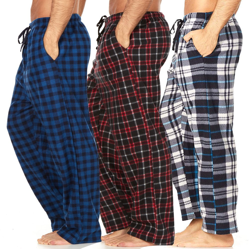 DARESAY Mens 3 Pack Pajama Pants for Men, Microfleece Pajama Pants, Men's Pajamas, Sleep pants with Pockets, Up to Size 3XL