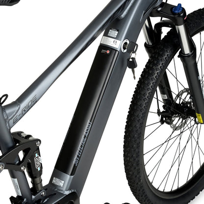 Hyper Bicycles E-Ride 29" 36V Electric Mountain Bike for Adults, Pedal-Assist, 250W Mid-Drive E-Bike Motor, Grey