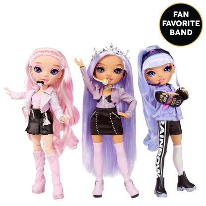 Rainbow High Rainbow Vision Royal Three K Pop – Tiara Song (Purple Lilac) Fashion Doll. 2 Designer Outfits to Mix & Match with Microphone Headset & Band Merch Playset, Gift for Kids 6-12 Years