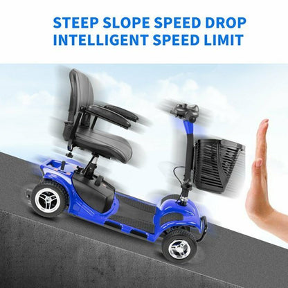 1Inchome 4 Wheel Mobility Scooter for Seniors, Folding Electric Powered Wheelchair Device for Adults, Elderly