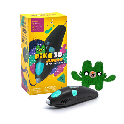 PIKA3D Junior 3D Printing Pen for Kids Ages 6+ - Ready to use and Child Safe 3D Pen with no hot Parts, Free Refills Included