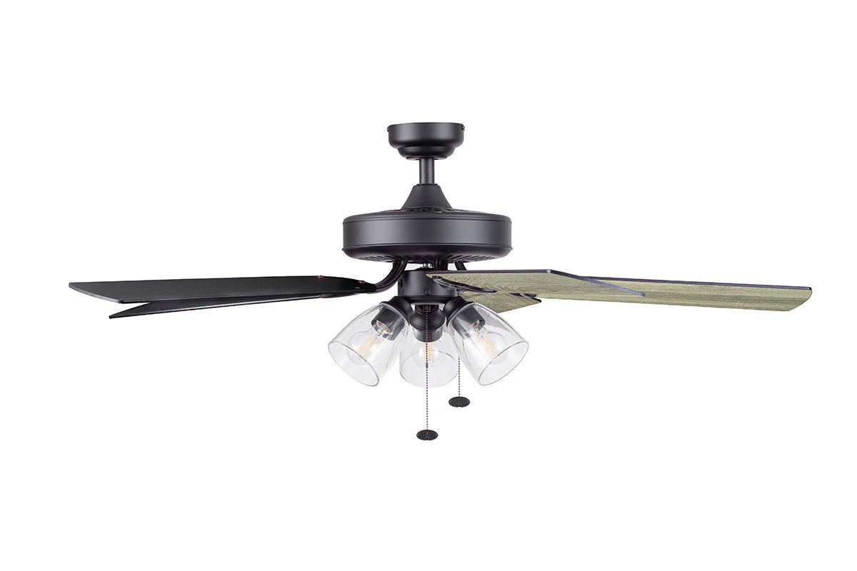 Better Homes & Gardens 52" Matte Black Ceiling Fan with Light, 5 Blades, Pull Chains & Reverse Airflow