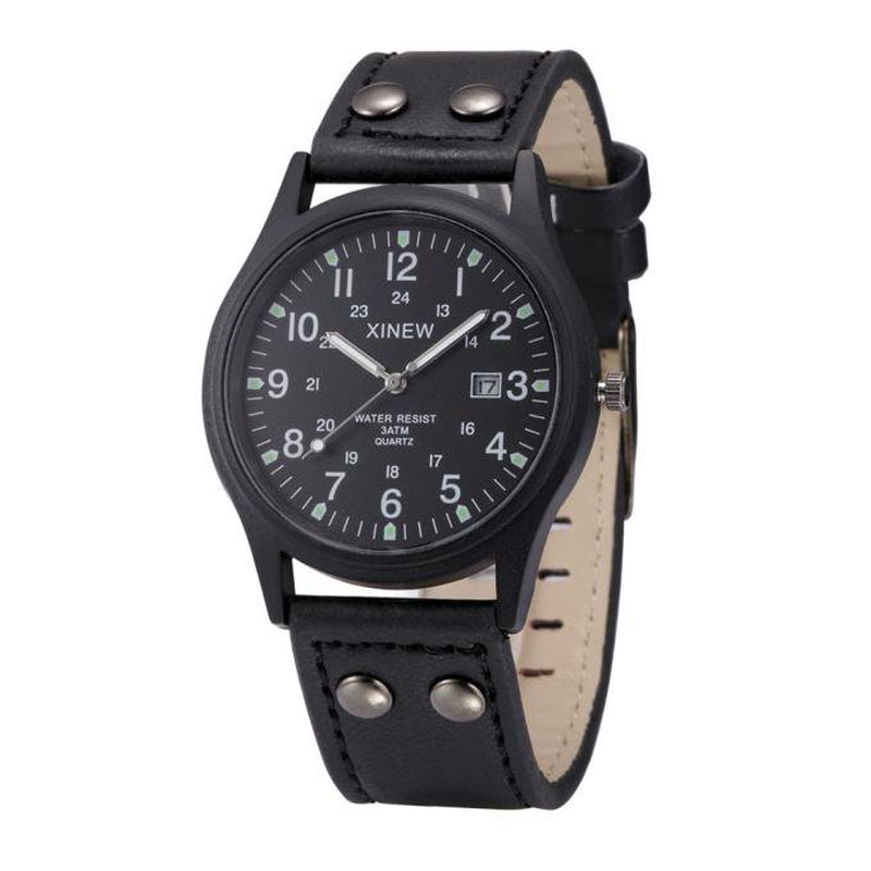 LASHALL Vintage Classic Men's Waterproof Date Leather Strap Sport Quartz Army Watch(Buy 2 Receive 3)