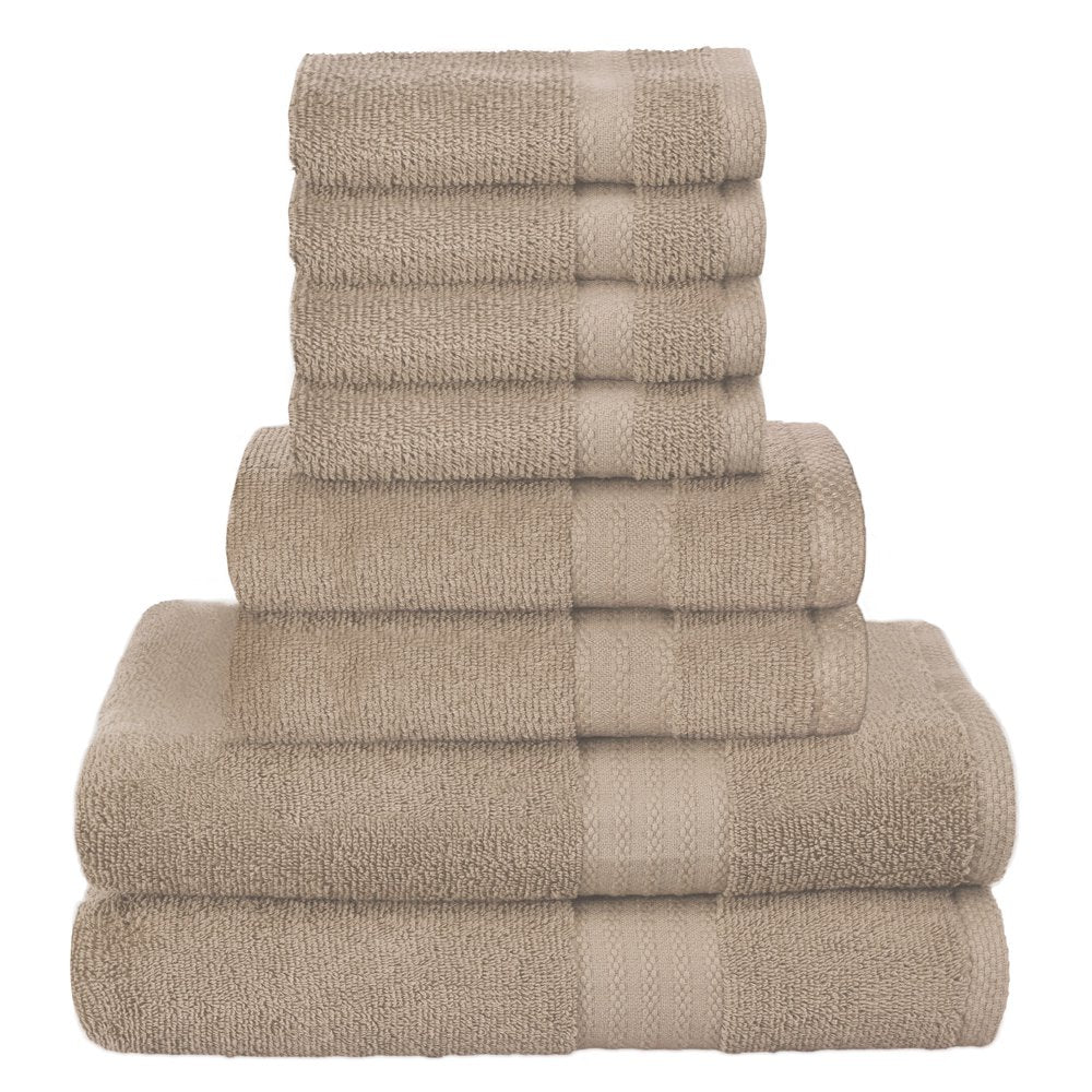 GLAMBURG Ultra Soft 8-Piece Towel Set - 100% Pure Ringspun Cotton, Contains 2 Oversized Bath Towels 27x54, 2 Hand Towels 16x28, 4 Wash Cloths 13x13 - Ideal for Everyday use, Hotel & Spa - Black