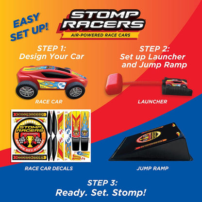 Stomp Rocket® Original Stomp Racers Launcher for Kids, 1 Toy Car, 1 Toy Car Launcher, 1 Jump Ramp and Race Car Stickers, Gift for Boys or Girls Age 5+