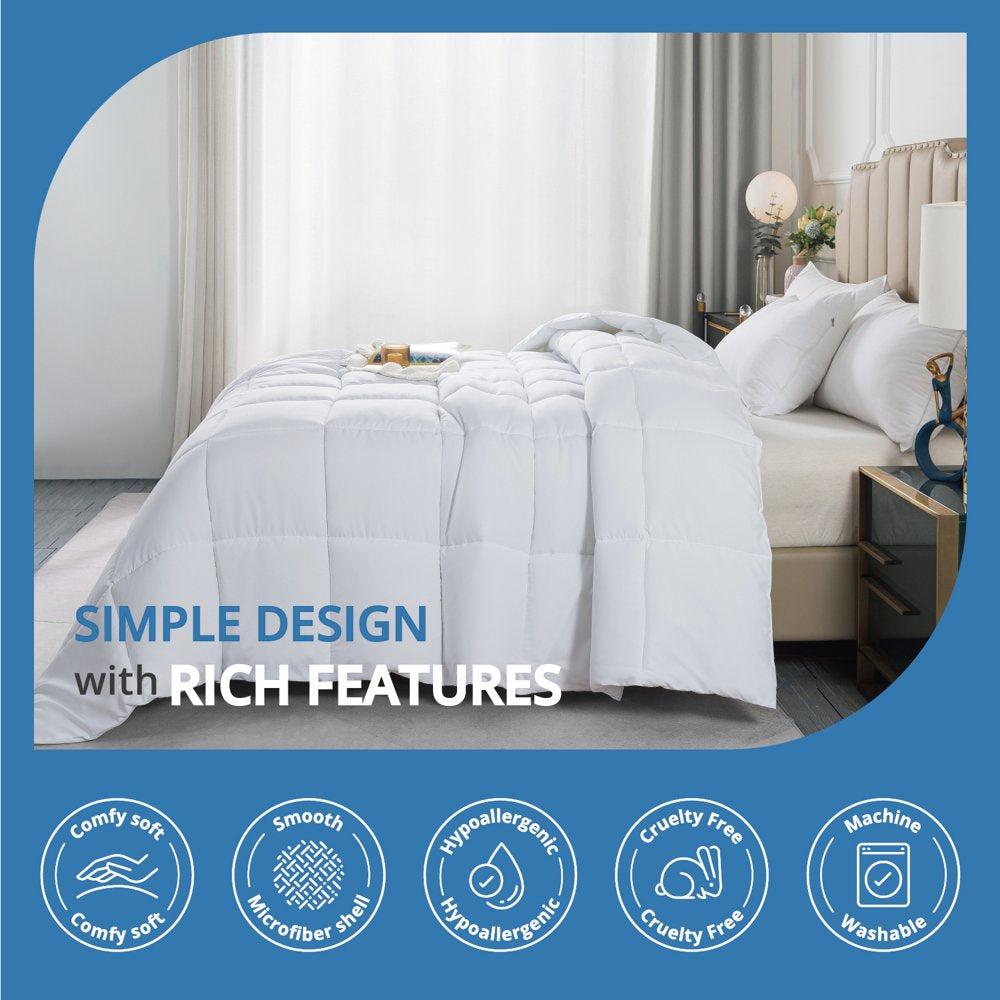 Downcool (88x92) Full/Queen All Season Down Alternative Comforter, White | Ultra Soft, Hypoallergenic, Hotel-Quality Quilted Duvet Insert