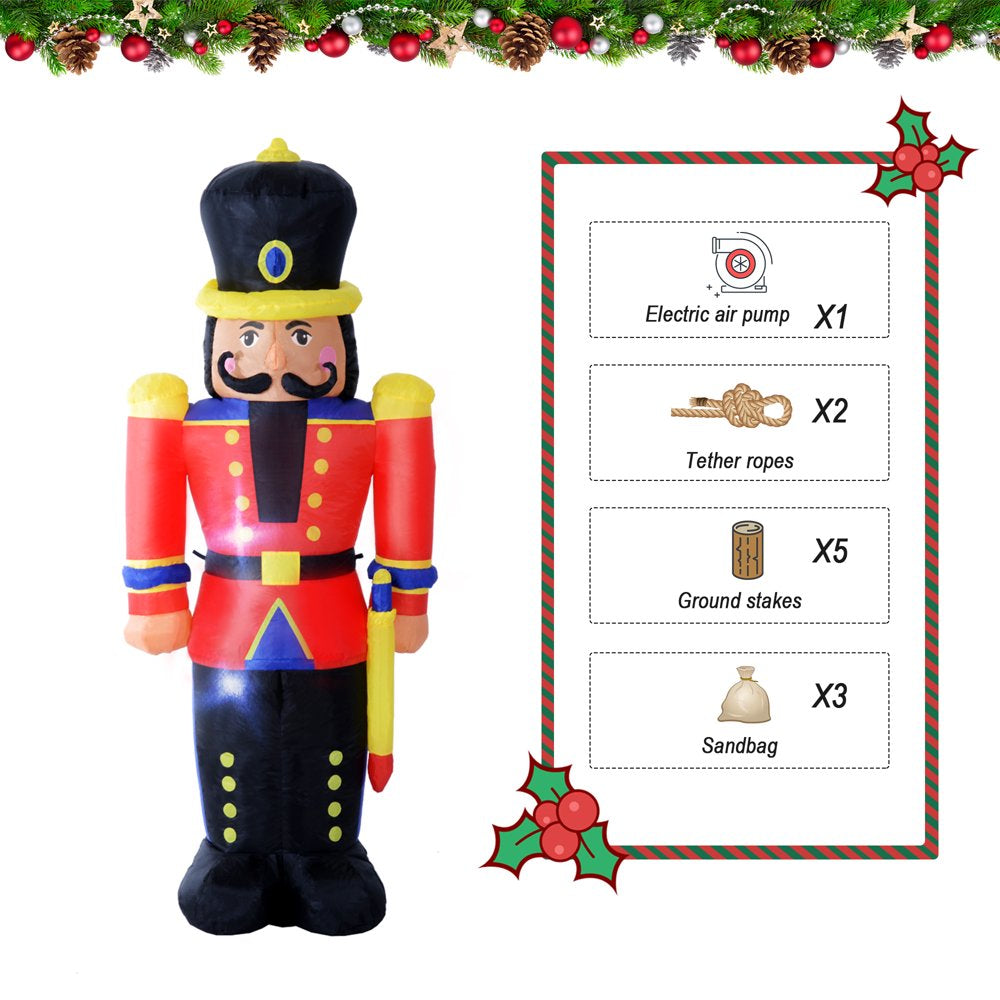 Outsunny Christmas Inflatable Nutcracker Soldier with LED Lights for Outdoor