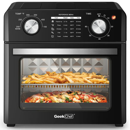 Geek Chef 10 Quart Air Fryer, Oil-Less Air Fryer Toaster Oven Combo with Digital Recipe, 1400W, Black