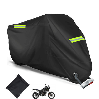 Motorcycle Cover All Season Universal Weather Quality Waterproof Sun Outdoor Protection Durable Night Reflective with Lock-Holes & Storage Bag Fits up to 96" Motorcycles Vehicle Cover