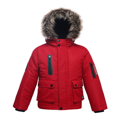 Rokka&Rolla Boys' Winter Coat with Faux Fur Hood Parka Jacket, Sizes 4-16