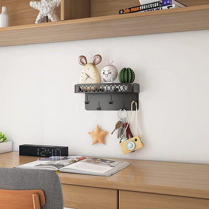 Key Holder for Wall Decorative with 5 Key Hooks, Mail and Key Ring Organizer, Key Hooks with Tray Techvida